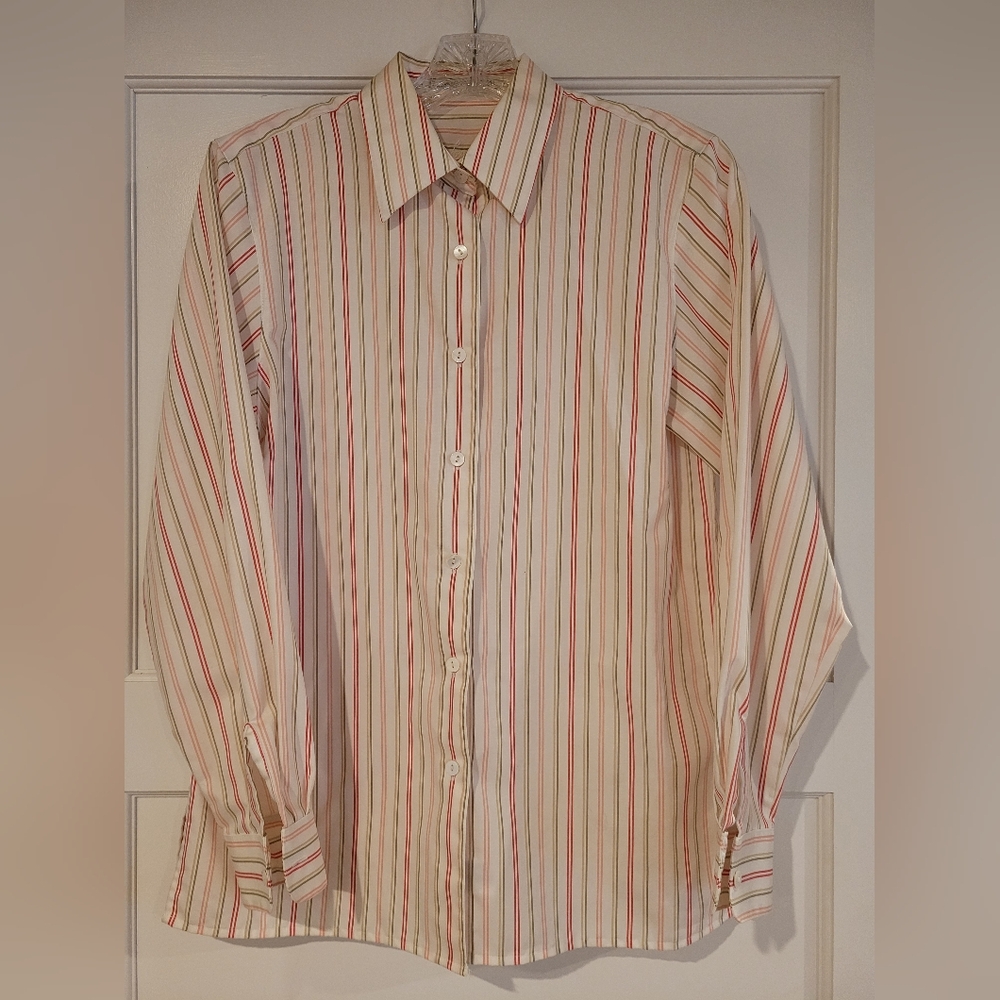 Foxcroft Red and White Button Down Shirt